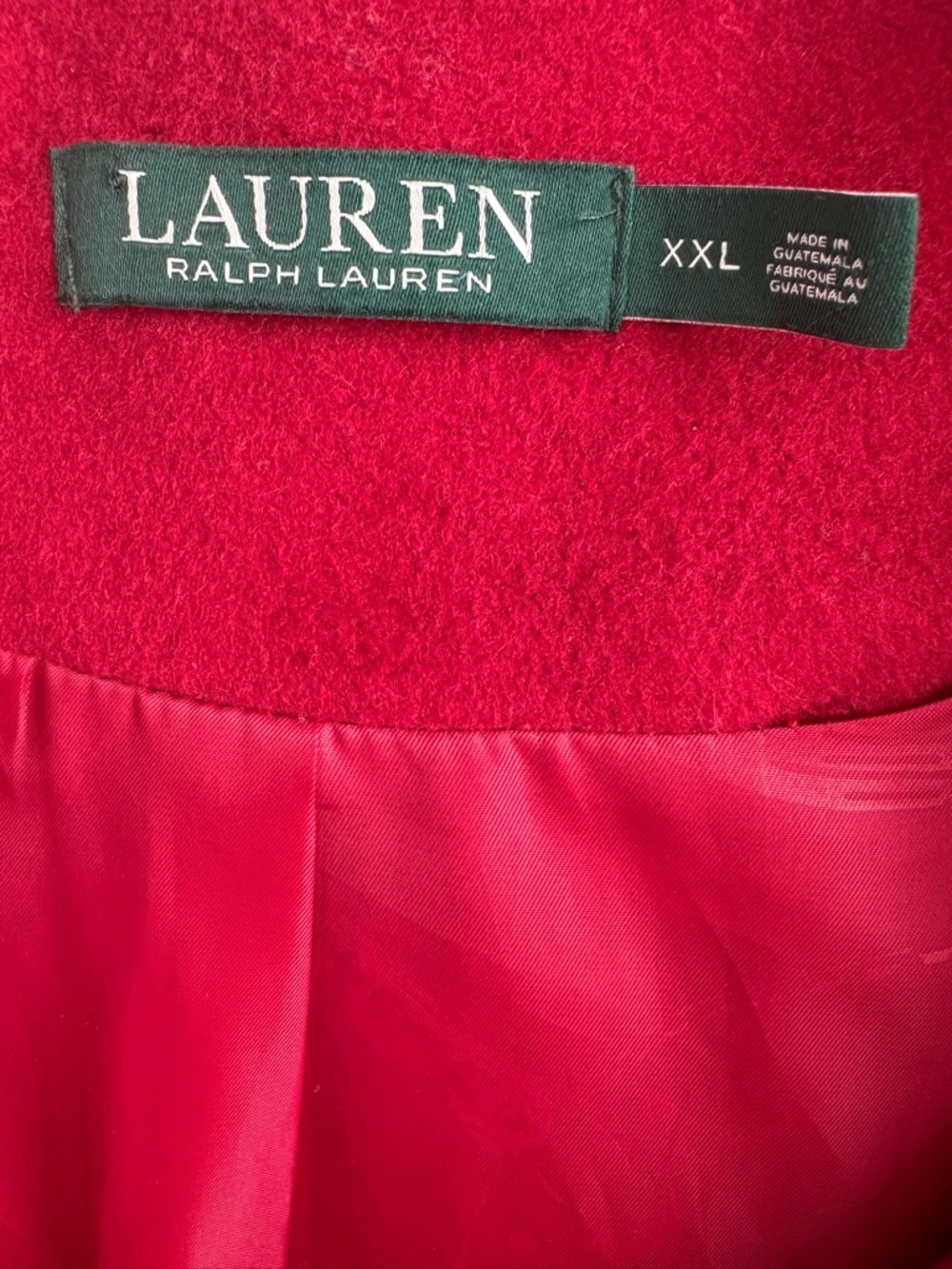 Lauren Ralph Lauren Red Icon Hooded A-Line Wool Coat Red XXL - Picture 6 of 8